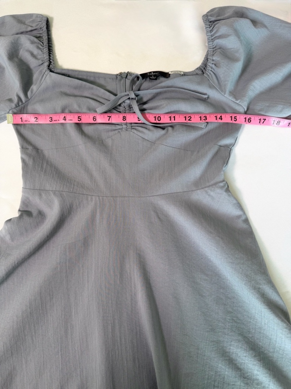 Lulus Women Dusty Blue Puff Sleeve Mini Dress Size S Small Boho Romantic Cottage - Picture 13 of 16